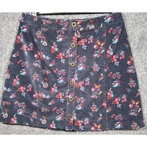 HOLLISTER Velvet Front Button-Up Flat Front Floral Print Skirt Women's‎ Size 1